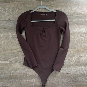 Brown Abercrombie Long Sleeve Bodysuit